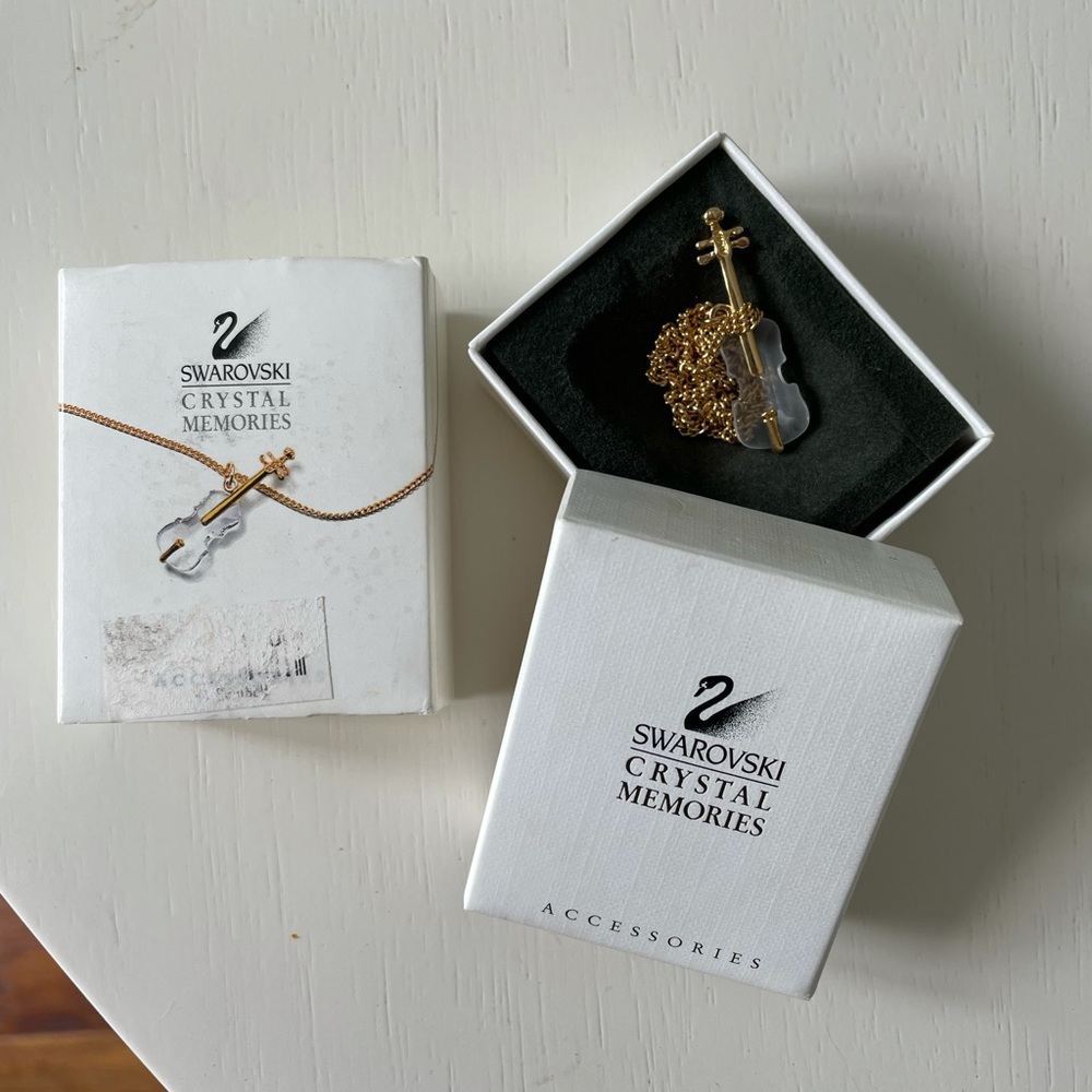 Swarovski crystal violin necklace